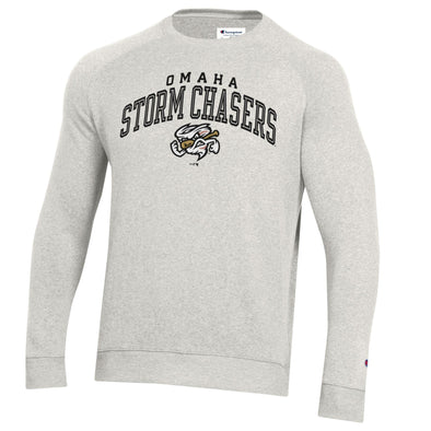 Omaha Storm Chasers Champion Men's Triumph Fleece Raglan Crewneck Gray Sweatshirt